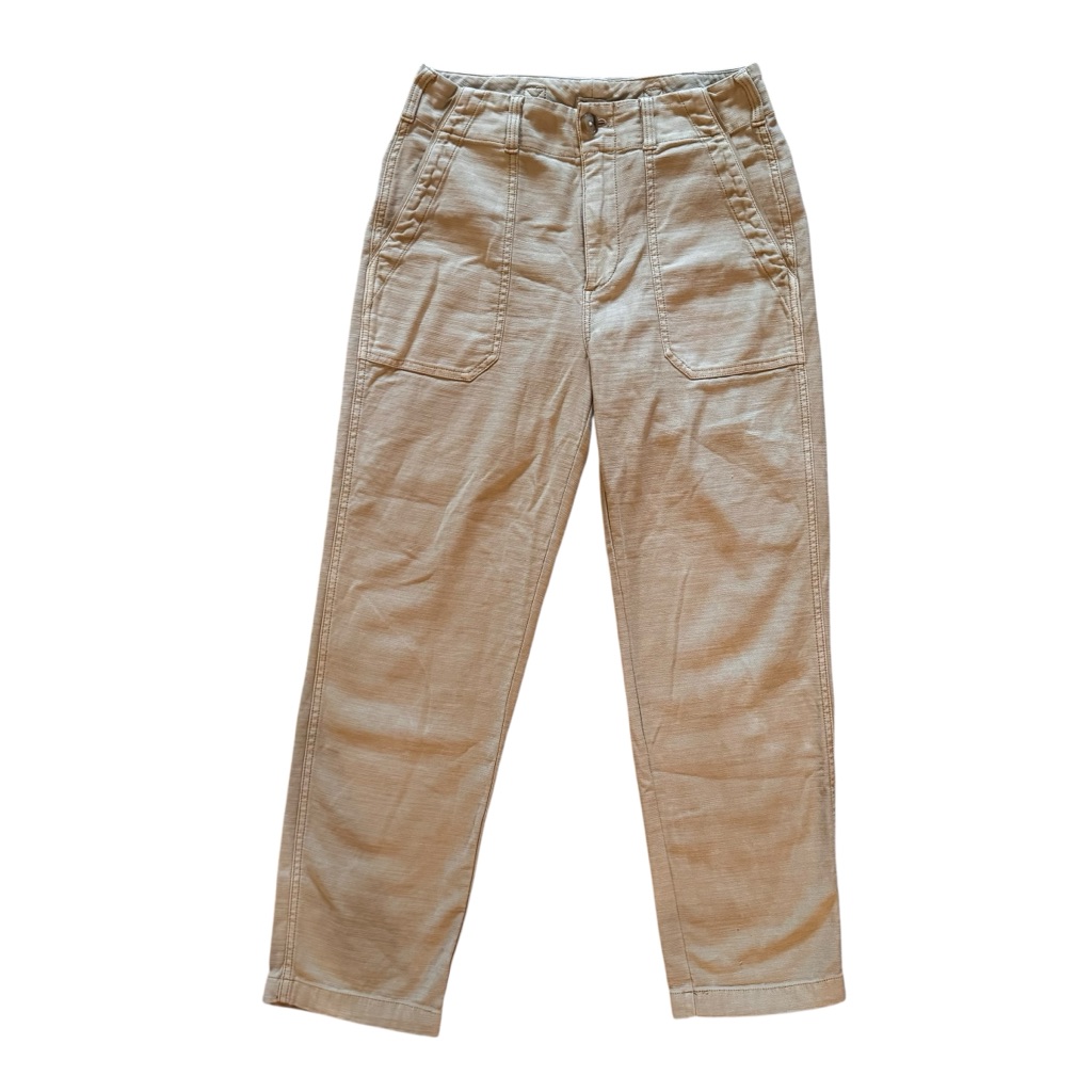 Faherty Stretch Surplus Pants Size 27 Safari Tan High Rise Relaxed Straight Leg